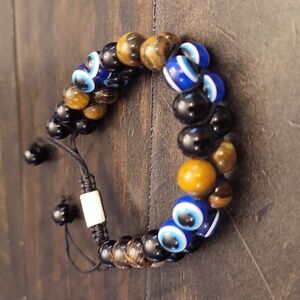 Gemstone Double Row Bead Ajustsable Bracelet